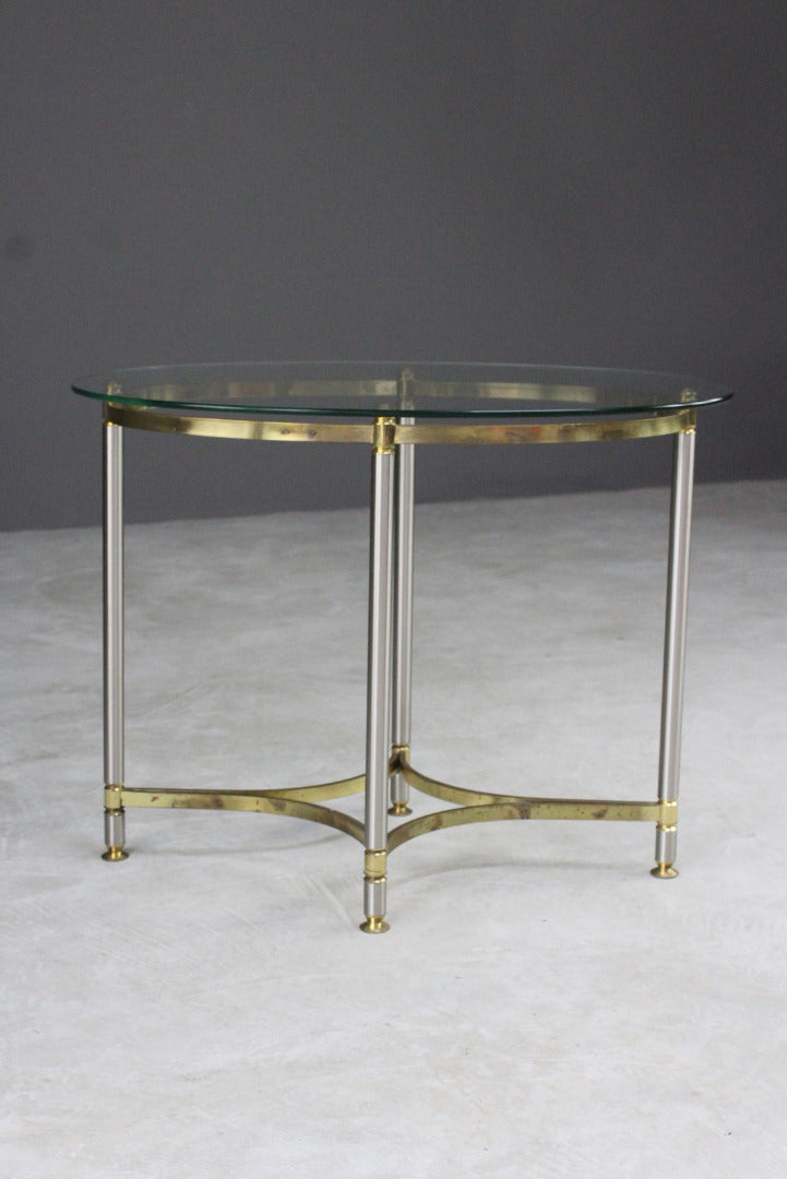 Brass & Glass Oval Side Table - Kernow Furniture