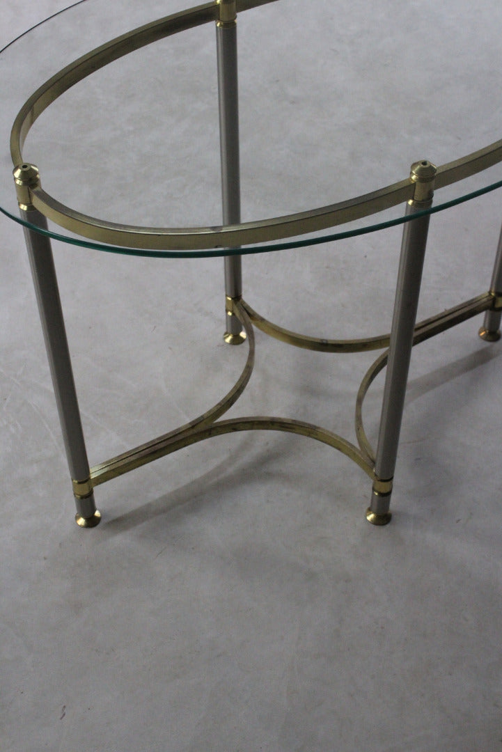 Brass & Glass Oval Side Table - Kernow Furniture