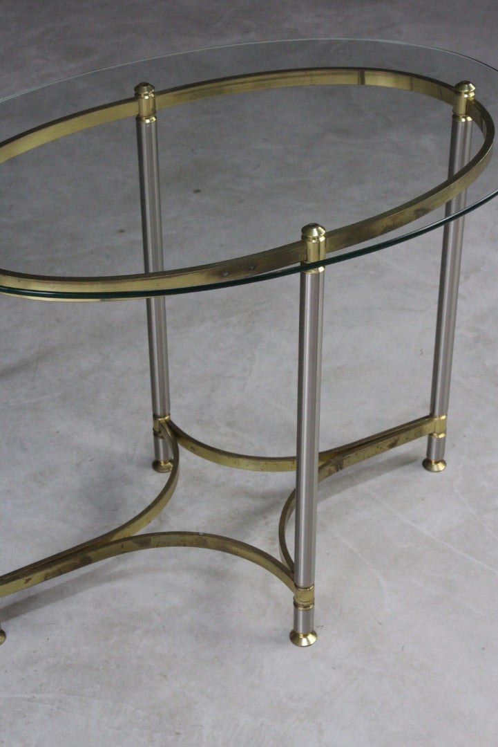 Brass & Glass Oval Side Table - Kernow Furniture