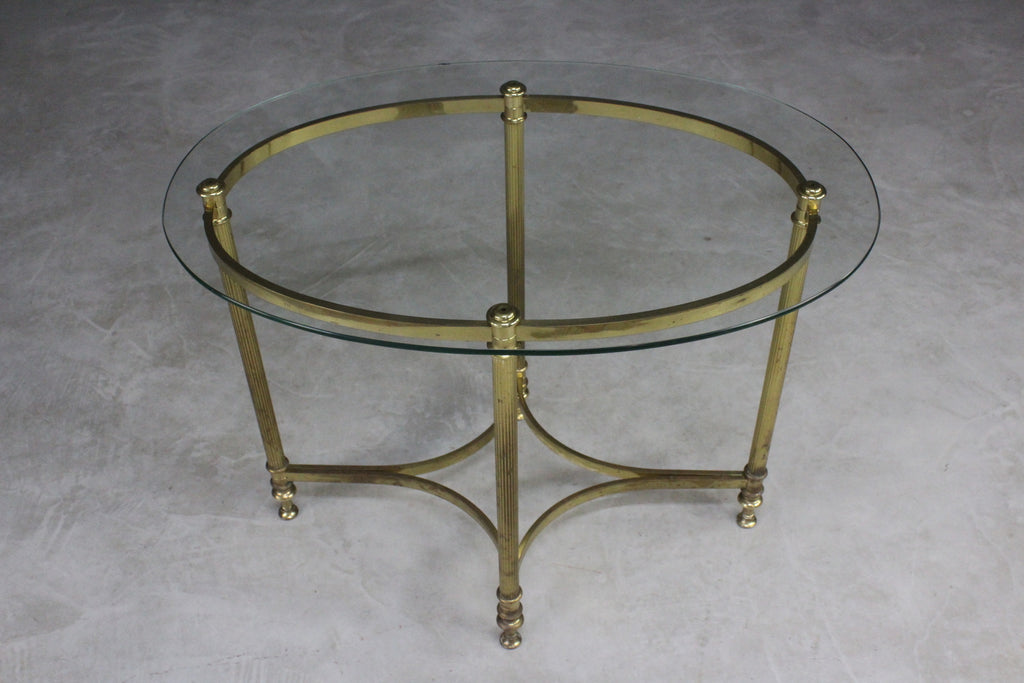 Brass & Glass Oval Side Table - Kernow Furniture