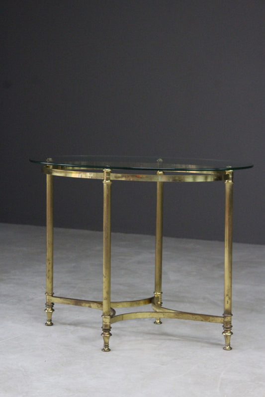 Brass & Glass Oval Side Table - Kernow Furniture
