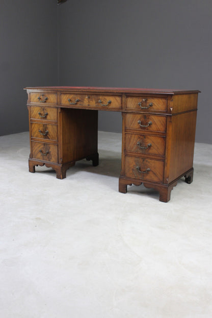 Mahogany Twin Pedestal Writing Desk - Kernow Furniture