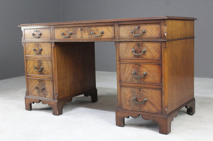 Mahogany Twin Pedestal Writing Desk - Kernow Furniture