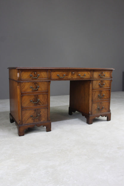 Mahogany Twin Pedestal Writing Desk - Kernow Furniture