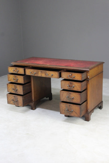 Mahogany Twin Pedestal Writing Desk - Kernow Furniture