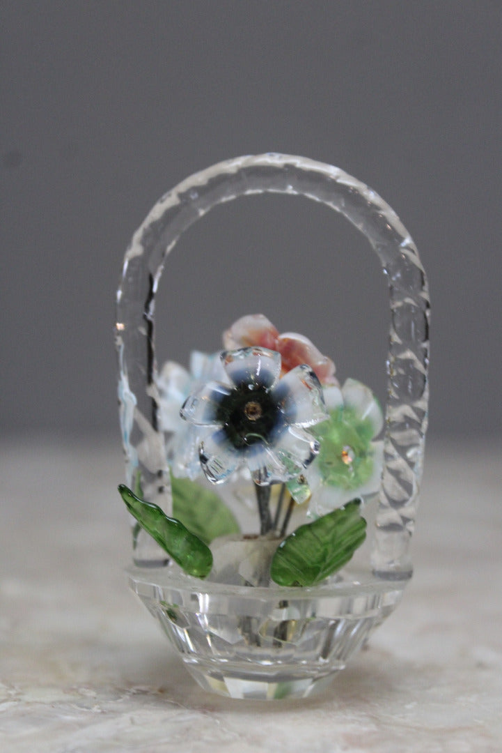 Miniature Glass Basket of Flowers - Kernow Furniture