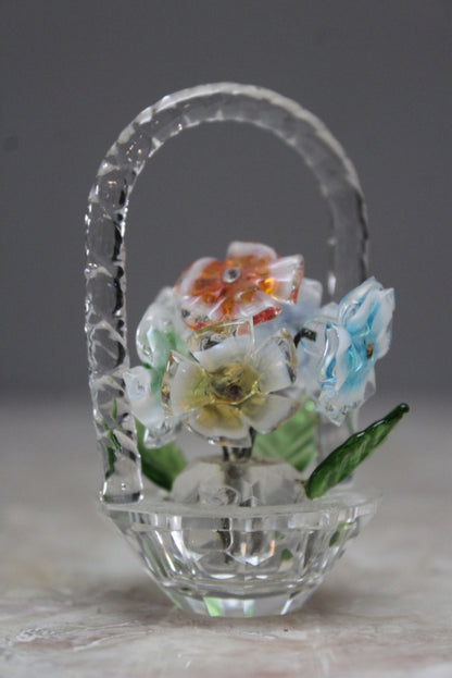 Miniature Glass Basket of Flowers - Kernow Furniture