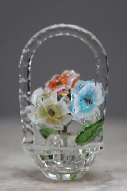 Miniature Glass Basket of Flowers - Kernow Furniture