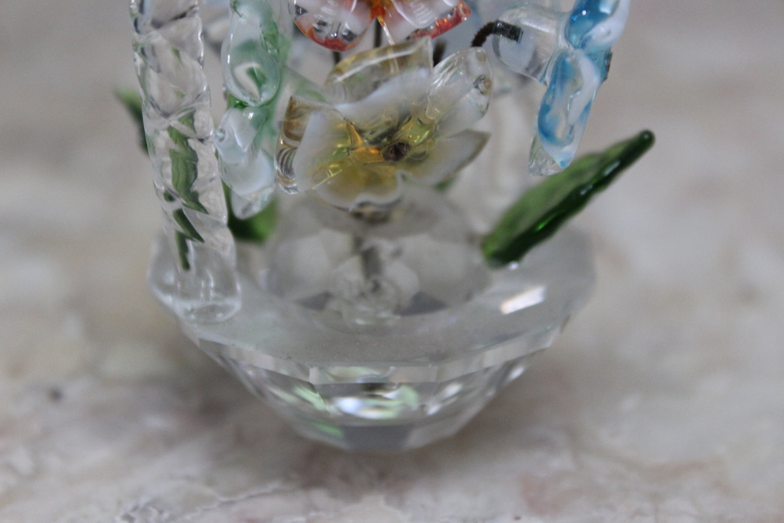 Miniature Glass Basket of Flowers - Kernow Furniture