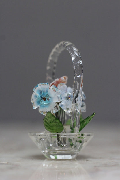 Miniature Glass Basket of Flowers - Kernow Furniture