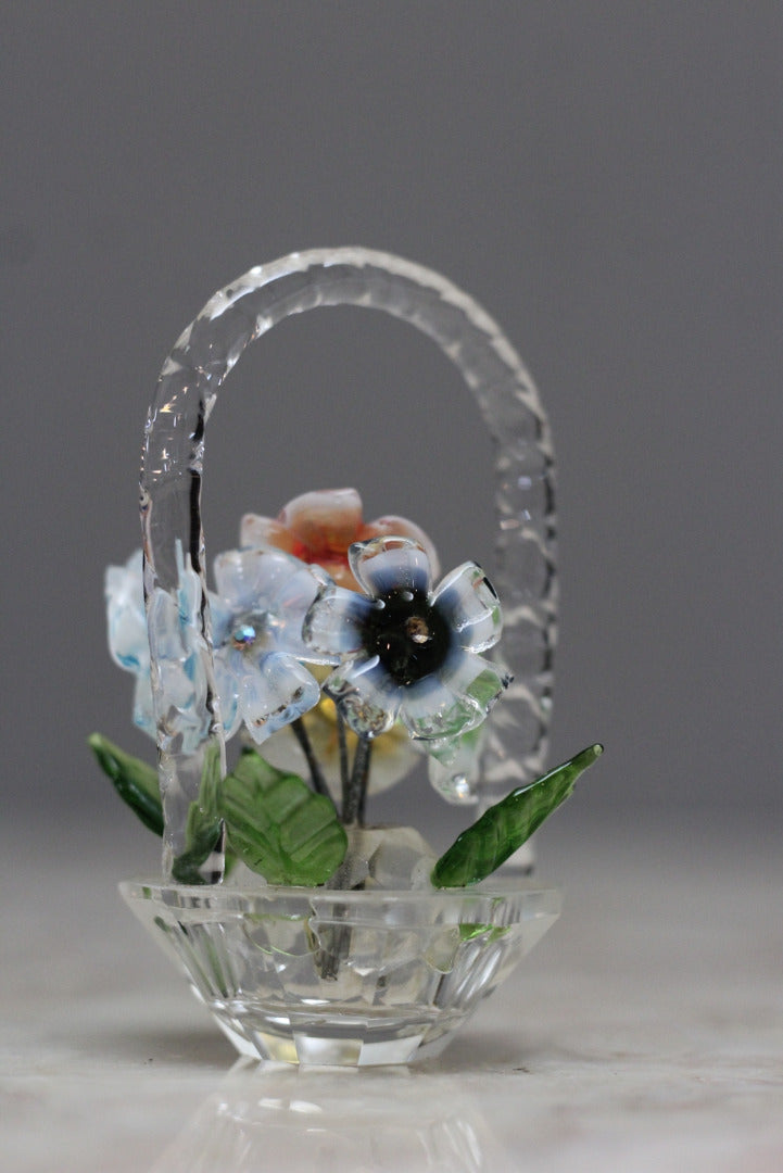 Miniature Glass Basket of Flowers - Kernow Furniture