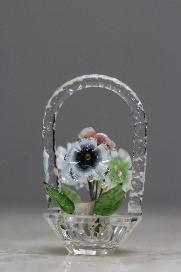 Miniature Glass Basket of Flowers - Kernow Furniture