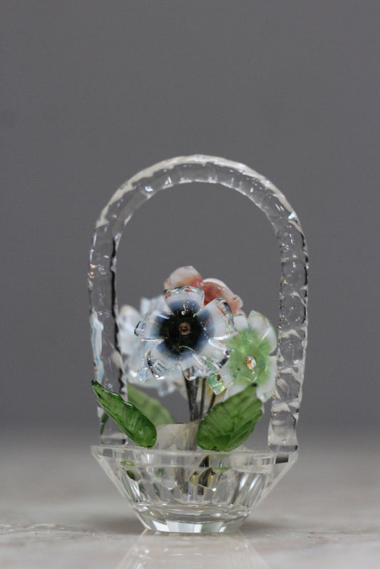 Miniature Glass Basket of Flowers - Kernow Furniture