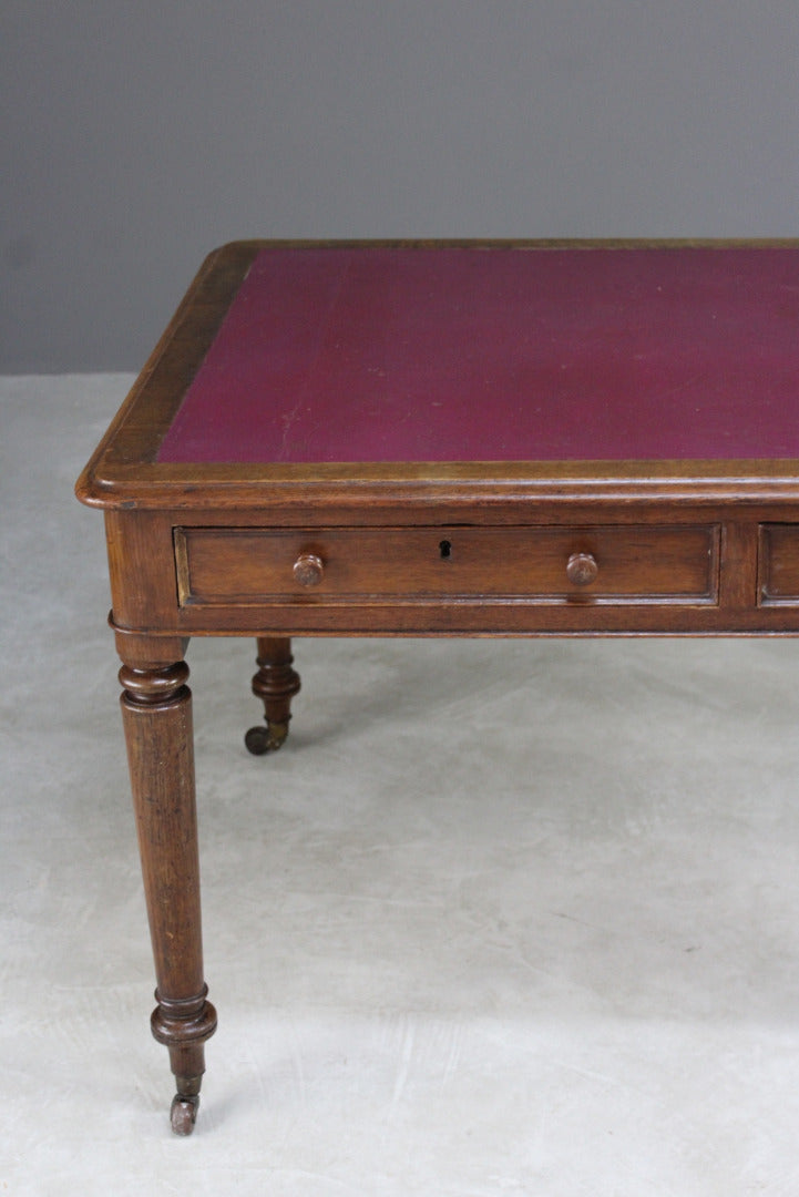 Antique Oak Library Table Desk Kernow Furniture