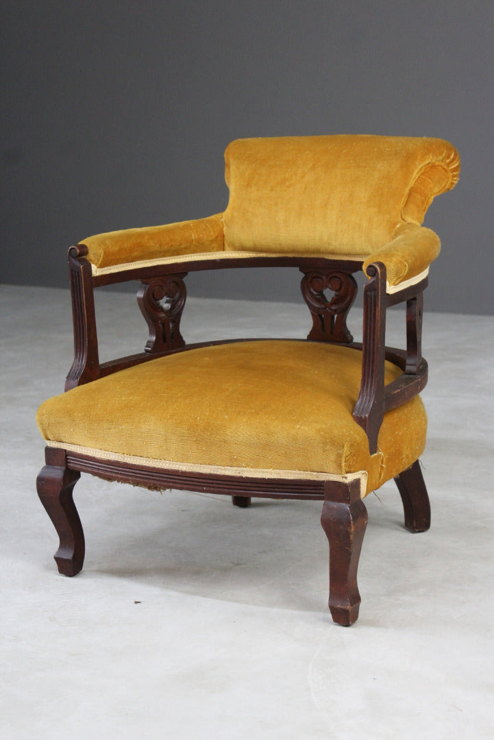 Antique Upholstered Tub Chair - Kernow Furniture