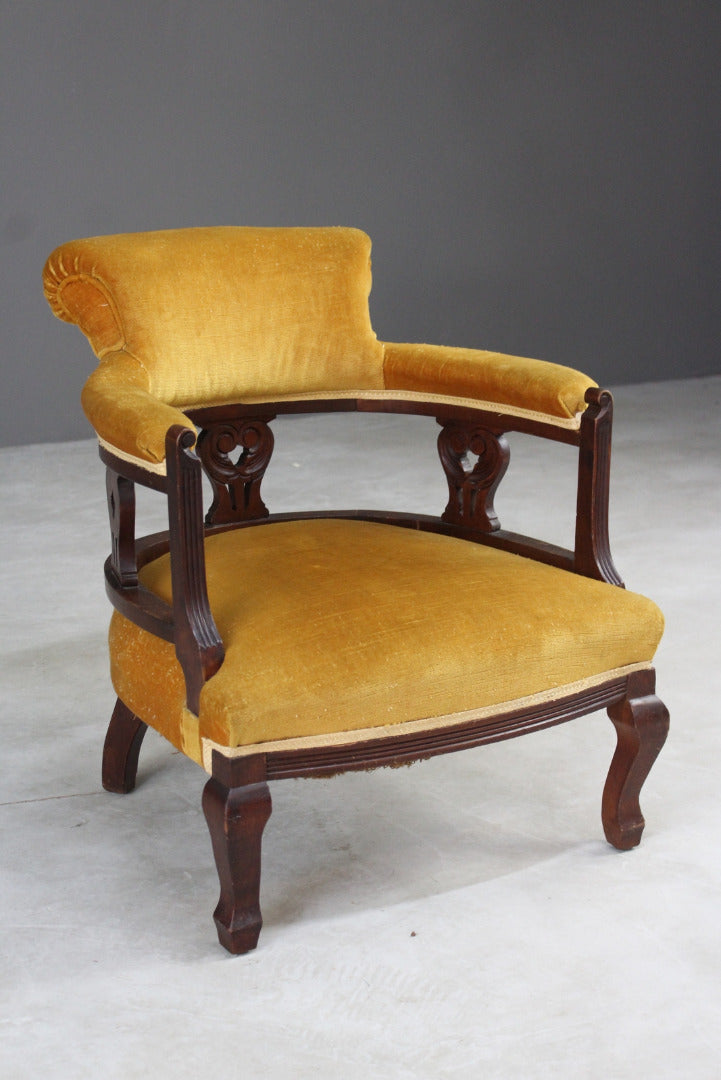 Antique Upholstered Tub Chair - Kernow Furniture