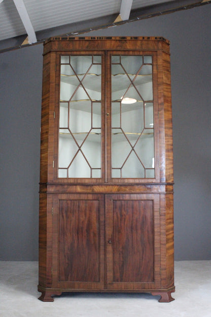 Antique Mahogany Astragal Glazed Corner Cabinet - Kernow Furniture