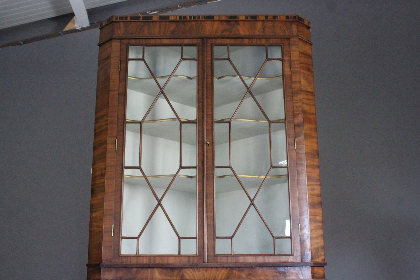 Antique Mahogany Astragal Glazed Corner Cabinet - Kernow Furniture