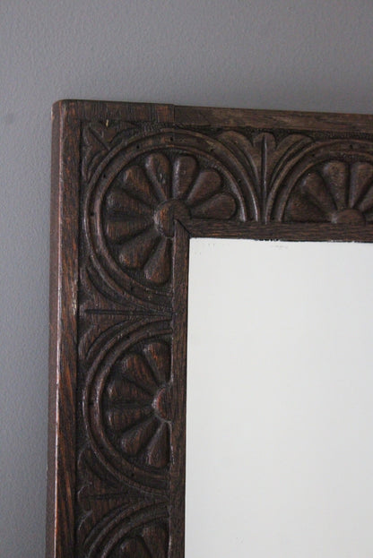 Large Rectangular Dark Oak Mirror - Kernow Furniture