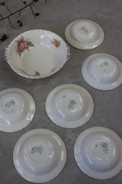 Grindley Rosedene Serving Bowl & 6 Dessert Bowls - Kernow Furniture