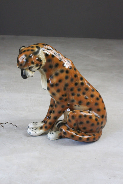 Large Seated Ceramic Cheetah - Kernow Furniture