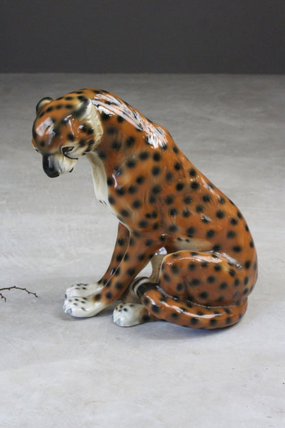 Large Seated Ceramic Cheetah - Kernow Furniture