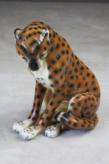 Large Seated Ceramic Cheetah - Kernow Furniture