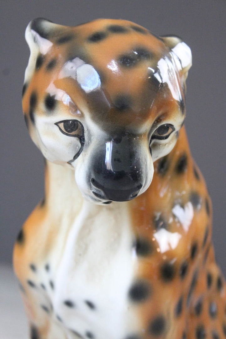 Large Seated Ceramic Cheetah - Kernow Furniture