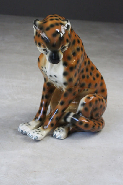 Large Seated Ceramic Cheetah - Kernow Furniture