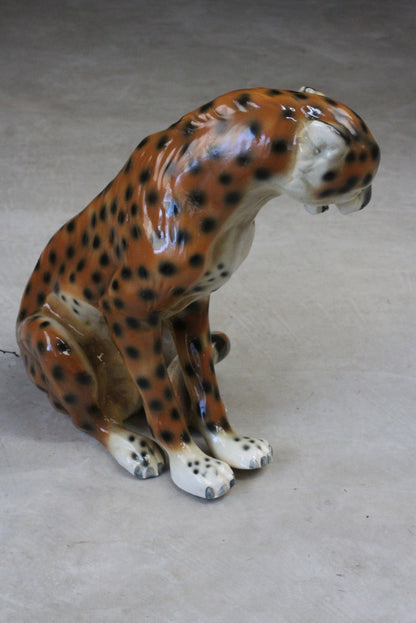 Large Seated Ceramic Cheetah - Kernow Furniture