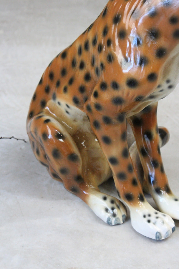 Large Seated Ceramic Cheetah - Kernow Furniture