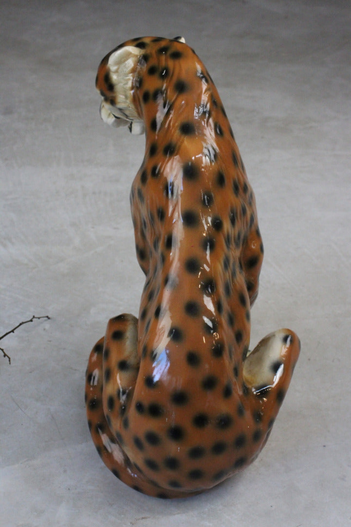 Large Seated Ceramic Cheetah - Kernow Furniture