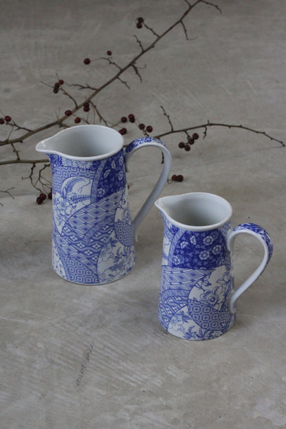 Spode Penny Lane Pair Blue & White Jugs - Kernow Furniture