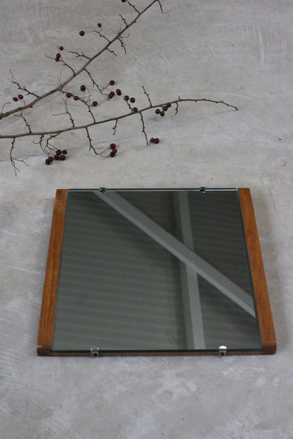 Small Square Retro Teak Wall Mirror - Kernow Furniture