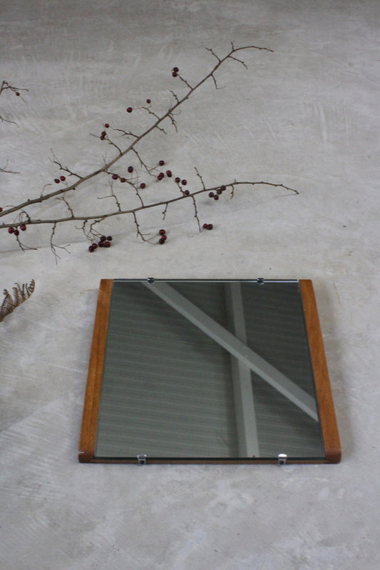 Small Square Retro Teak Wall Mirror - Kernow Furniture