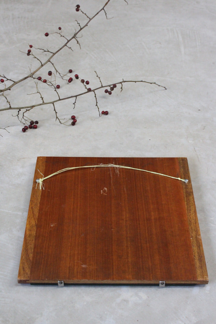 Small Square Retro Teak Wall Mirror - Kernow Furniture