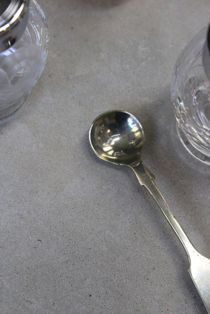 Tiny Etched Glass Salt Pepper & Mustard Pots - Kernow Furniture
