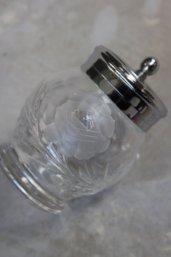 Tiny Etched Glass Salt Pepper & Mustard Pots - Kernow Furniture