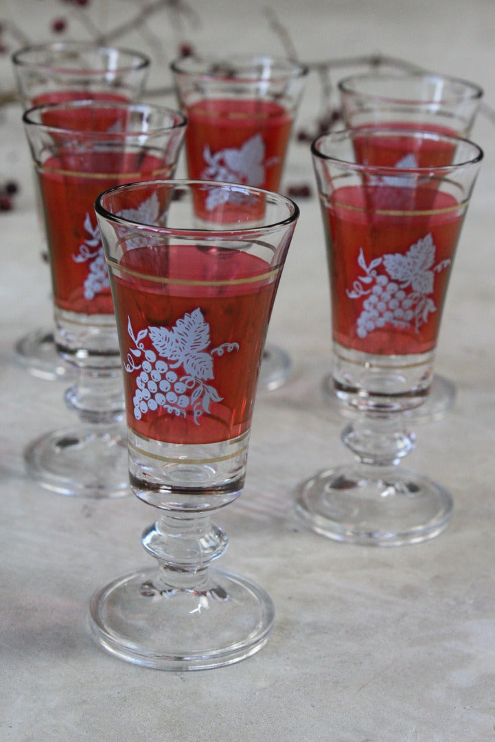 Set 6 Retro Red Glass Sherry Glasses - Kernow Furniture