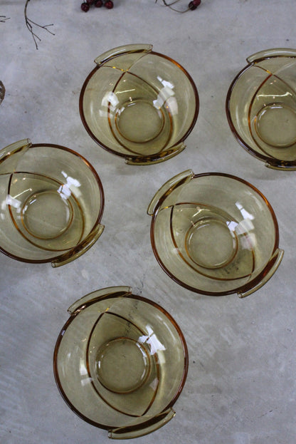 5 Amber Glass Dessert Bowls - Kernow Furniture