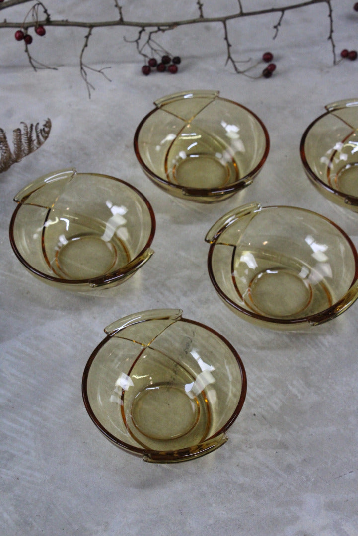 5 Amber Glass Dessert Bowls - Kernow Furniture