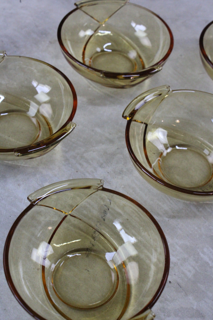 5 Amber Glass Dessert Bowls - Kernow Furniture