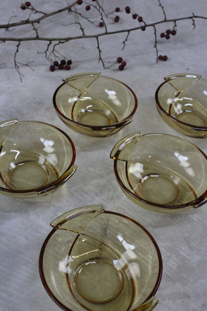 5 Amber Glass Dessert Bowls - Kernow Furniture