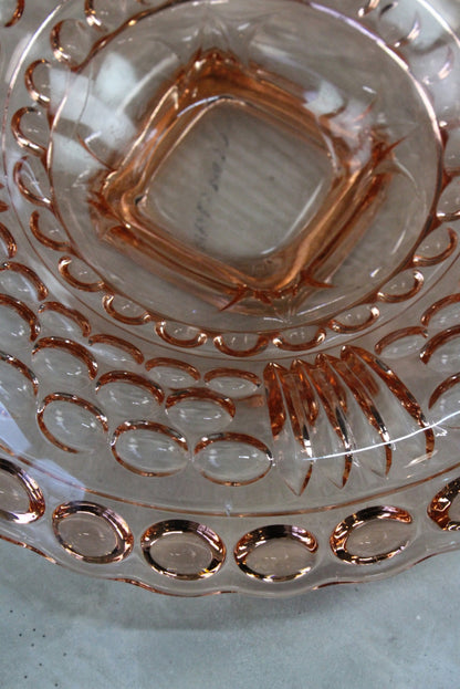 Large Vintage Deco Pink Glass Bowl Centrepiece - Kernow Furniture