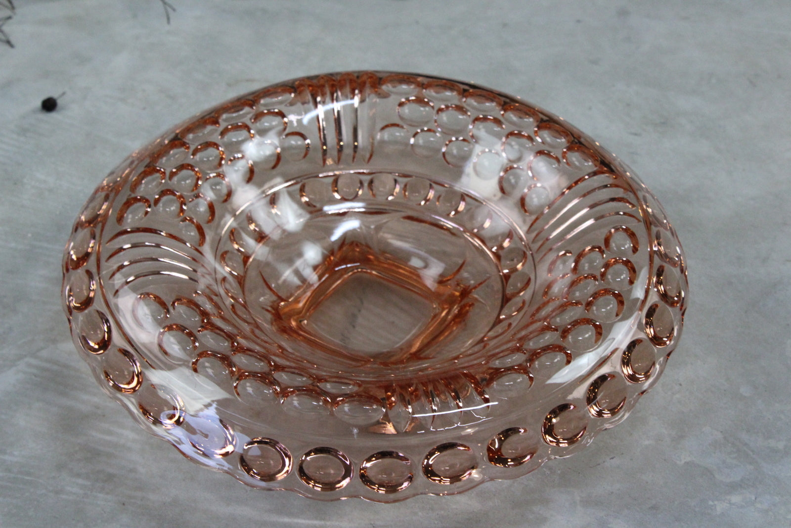 Large Vintage Deco Pink Glass Bowl Centrepiece - Kernow Furniture