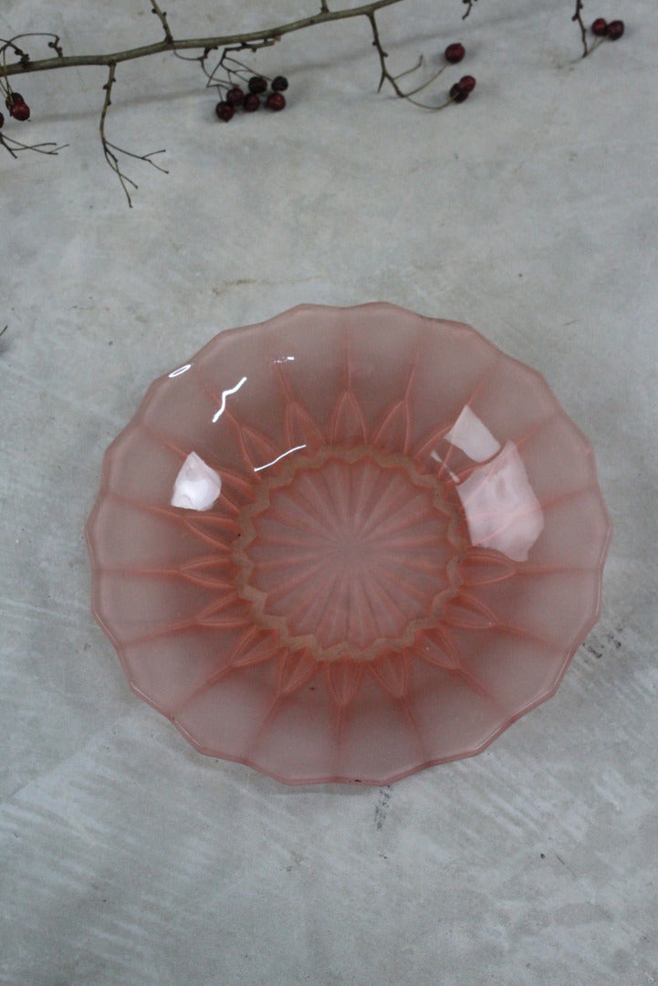 Vintage Pink Glass Dish - Kernow Furniture