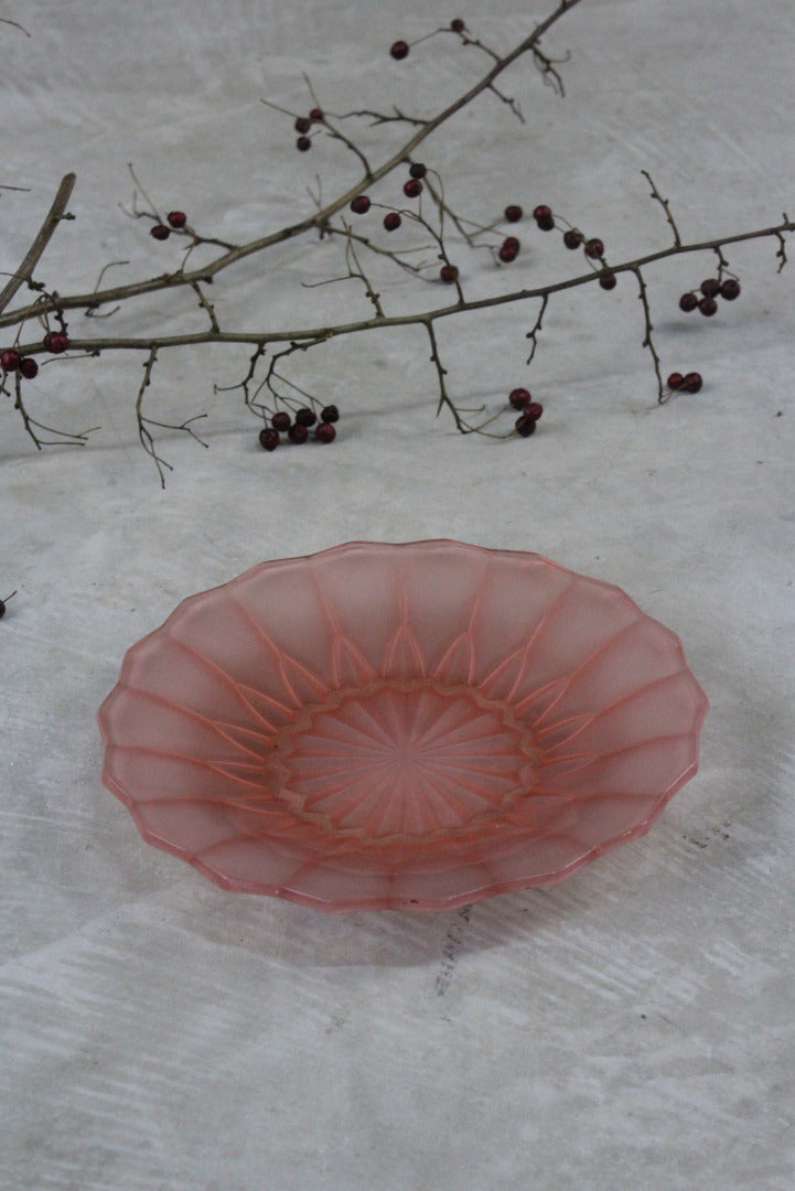 Vintage Pink Glass Dish - Kernow Furniture