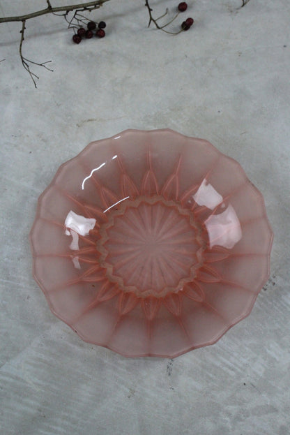 Vintage Pink Glass Dish - Kernow Furniture