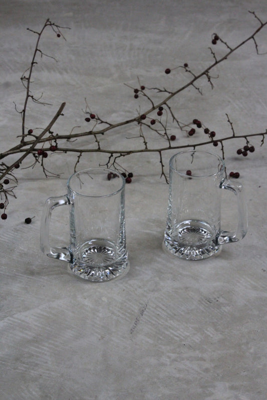 Pair Glass Beer Tankards Stein - Kernow Furniture