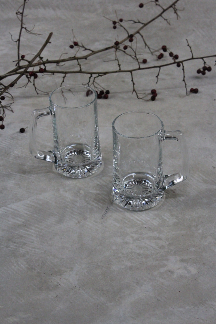 Pair Glass Beer Tankards Stein - Kernow Furniture